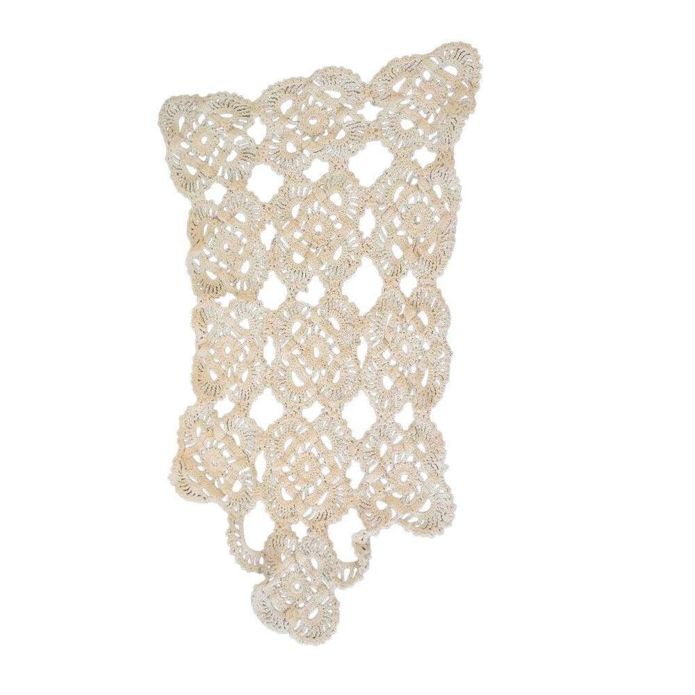 Crochet, Vintage Tan Cotton 7.5" x 13", possibly tatting